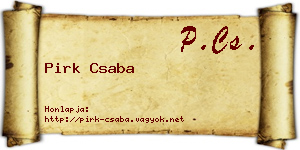 Pirk Csaba névjegykártya